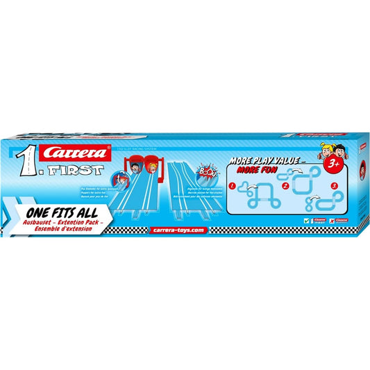 Carrera First - Expansion Pack One fits All 1 x straight track 1 x narrow section 4 x supports and flippers to drive through - Slot Car Track Accessories