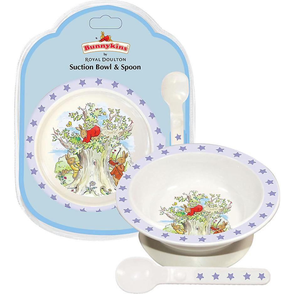 U Games - Bunnykins Suction Bowl & Spoon – Shining Stars Design Blue By Royal Doulton