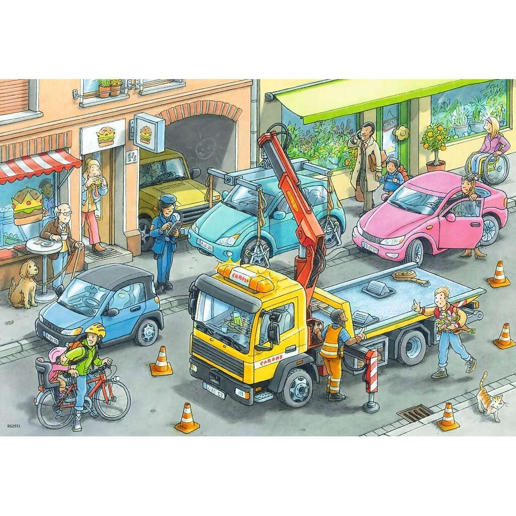Ravensburger - Working Trucks Garbage Truck And Tow Truck Jigsaw Puzzle 2x24 Pieces