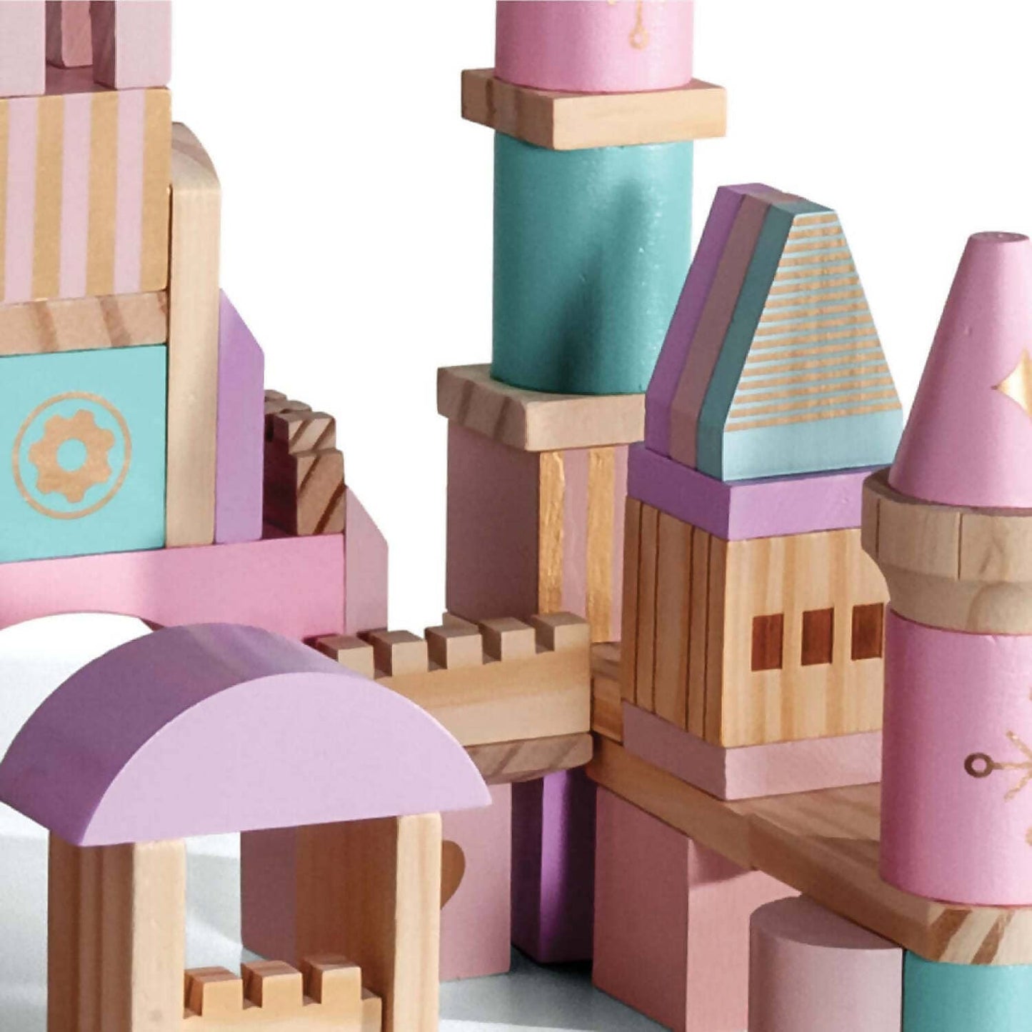 F.A.O Schwarz - Wood Castle 75 Blocks Pink