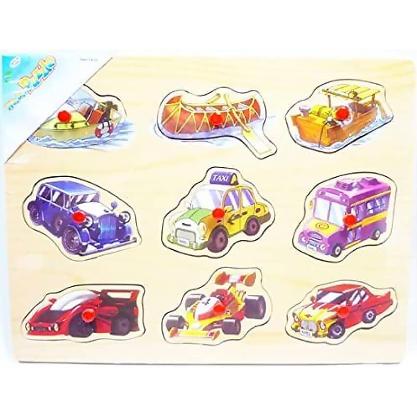 LuckyTree - Vehicles Wooden Peg Puzzle