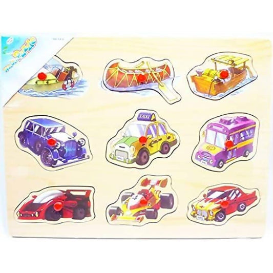 LuckyTree - Vehicles Wooden Peg Puzzle