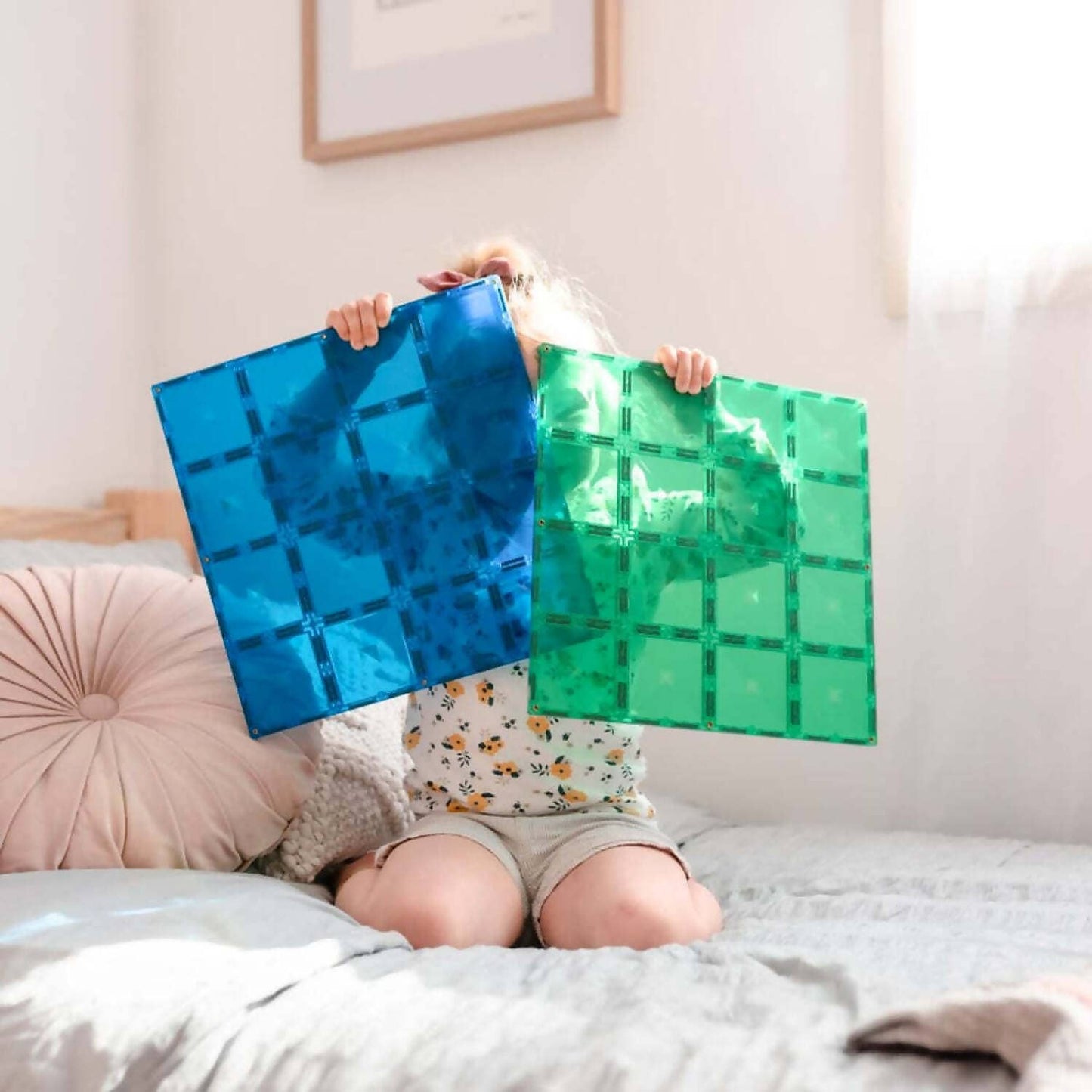 Connetix - Magnetic Tiles Rainbow Base Plate Pack Blue & Green 2pc