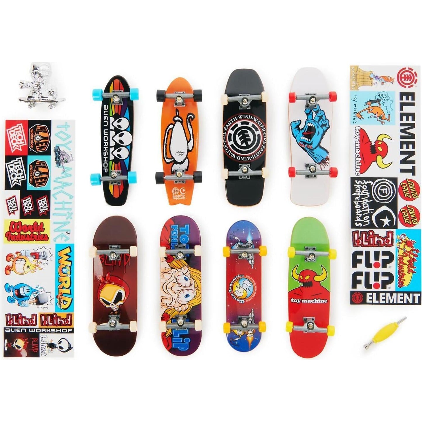Tech Deck - 25th Anniversary 8-pack Fingerboards With Exclusive Figure Collectible And Customizable Mini Skateboards - Spin Master
