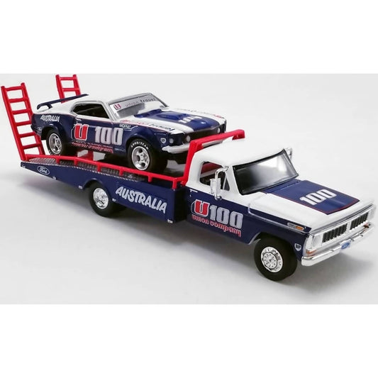 DDA Collectibles 1:24 Scale - Allan Moffat U100 Brut livery 1969 Trans Am Mustang with Ford F-350 Ramp Truck