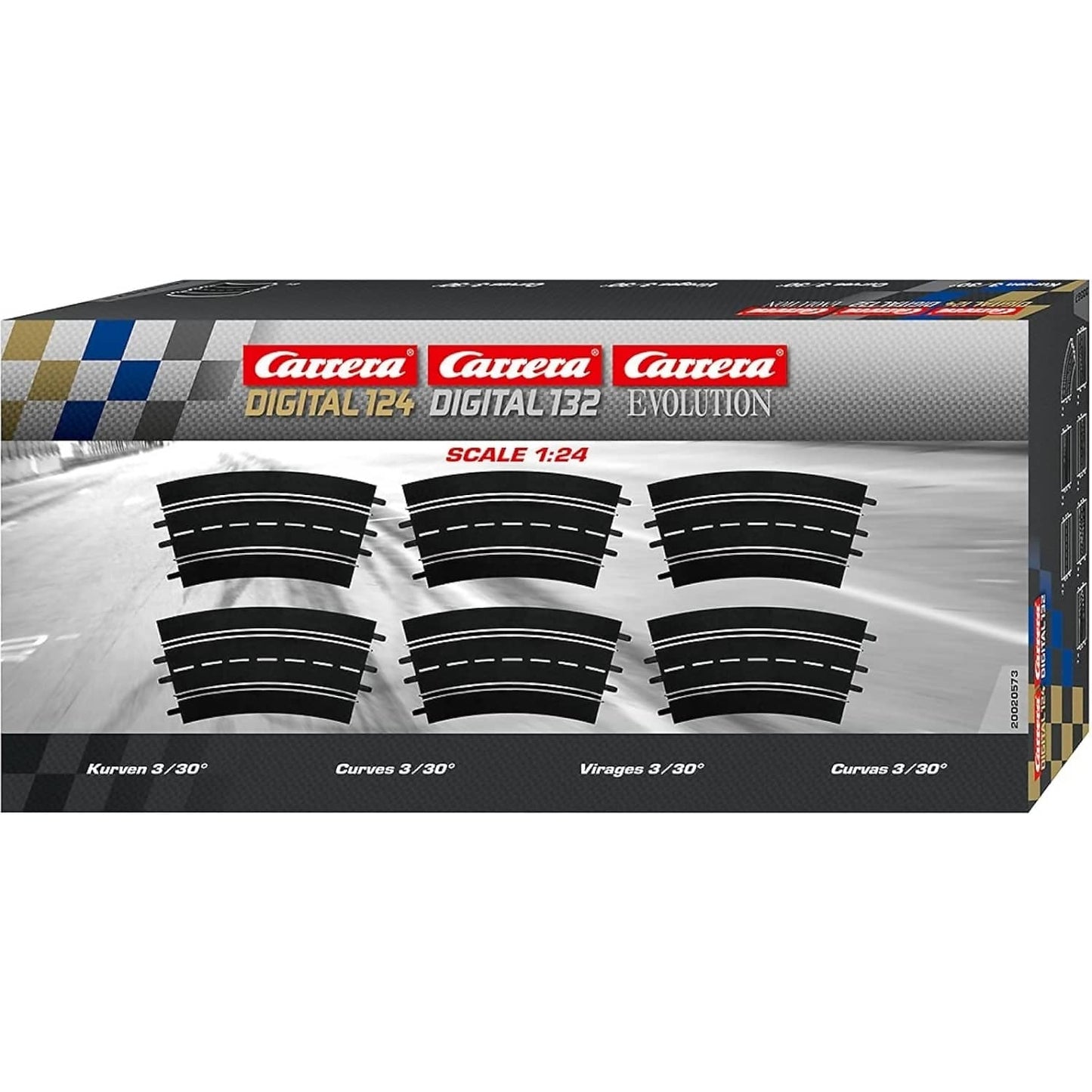 Carrera Digital 1:32 Accessories - Curve Track 3/30° 6 x track sections corner set 30 degrees each - Slot Car Track Accessories also Suits 1:24 & Evolution