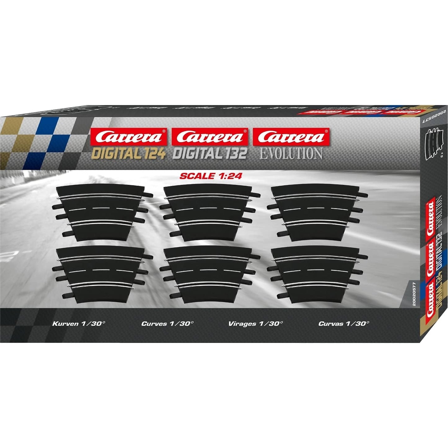 Carrera Digital 1:32 Accessories - Curve Track 1/30° 6 x track sections corner set 30 degrees each - Slot Car Track Accessories also Suits 1:24 & Evolution