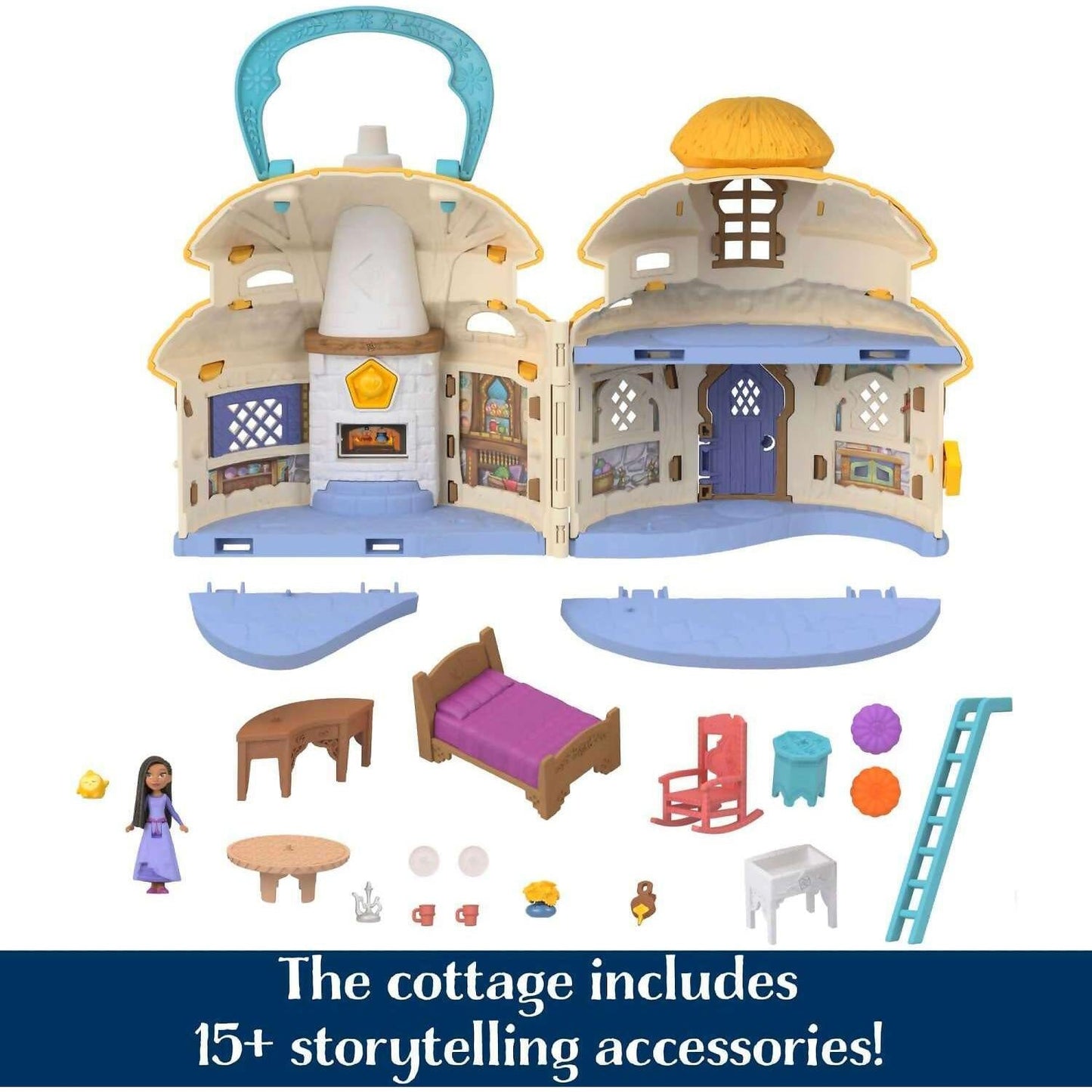 Disney Wish - Mini Doll & Dollhouse Playset Asha Of Rosas Cottage With Micro Doll Star Figure & 15+ Furniture & Accessories Travel Toys