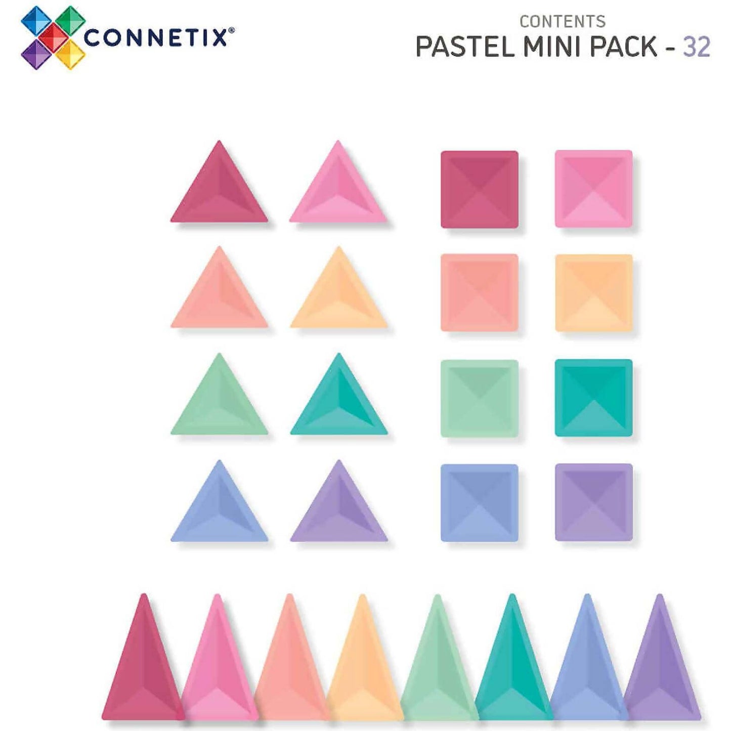 Connetix - Magnetic Tiles Pastel Mini Pack  32pc
