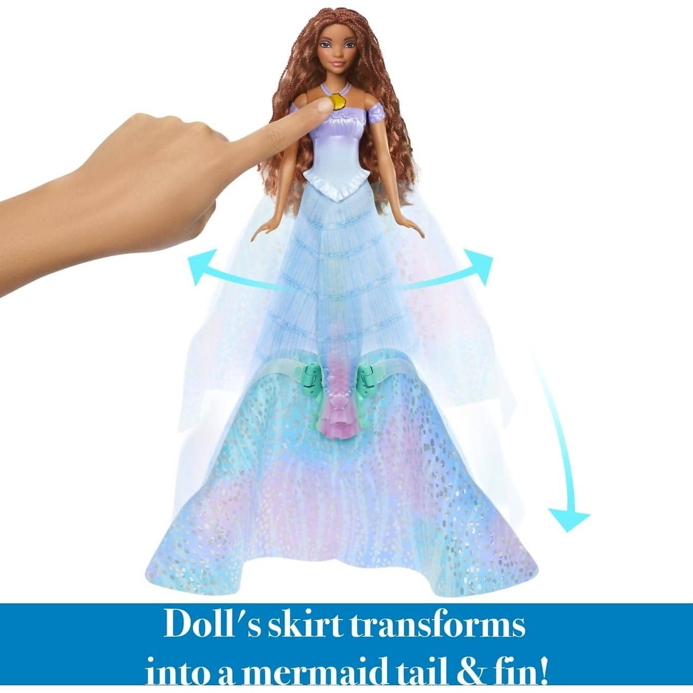 Disney - The Little Mermaid - Transforming Ariel Fashion Doll Switch From Human To Mermaid - Mattel