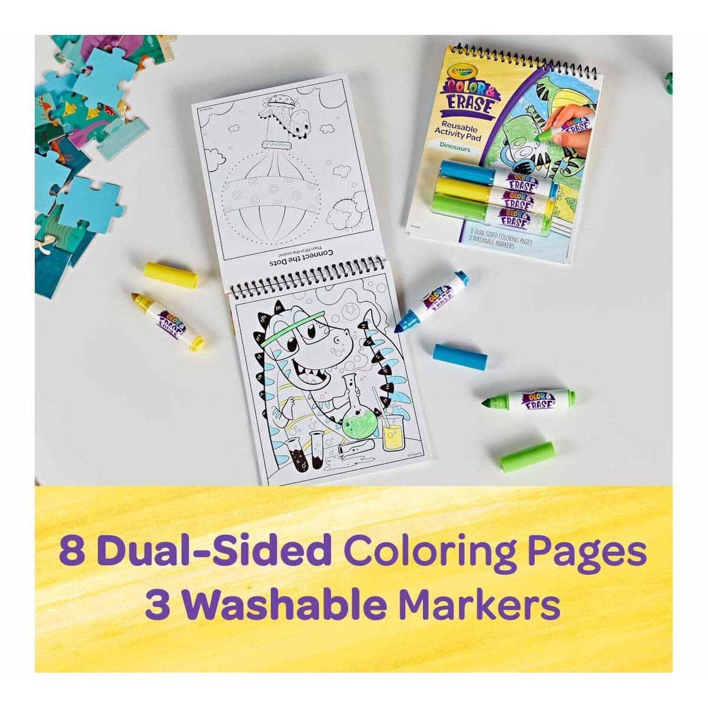 Crayola - Dinosaur Color & Erase Reusable Activity Pad With Markers