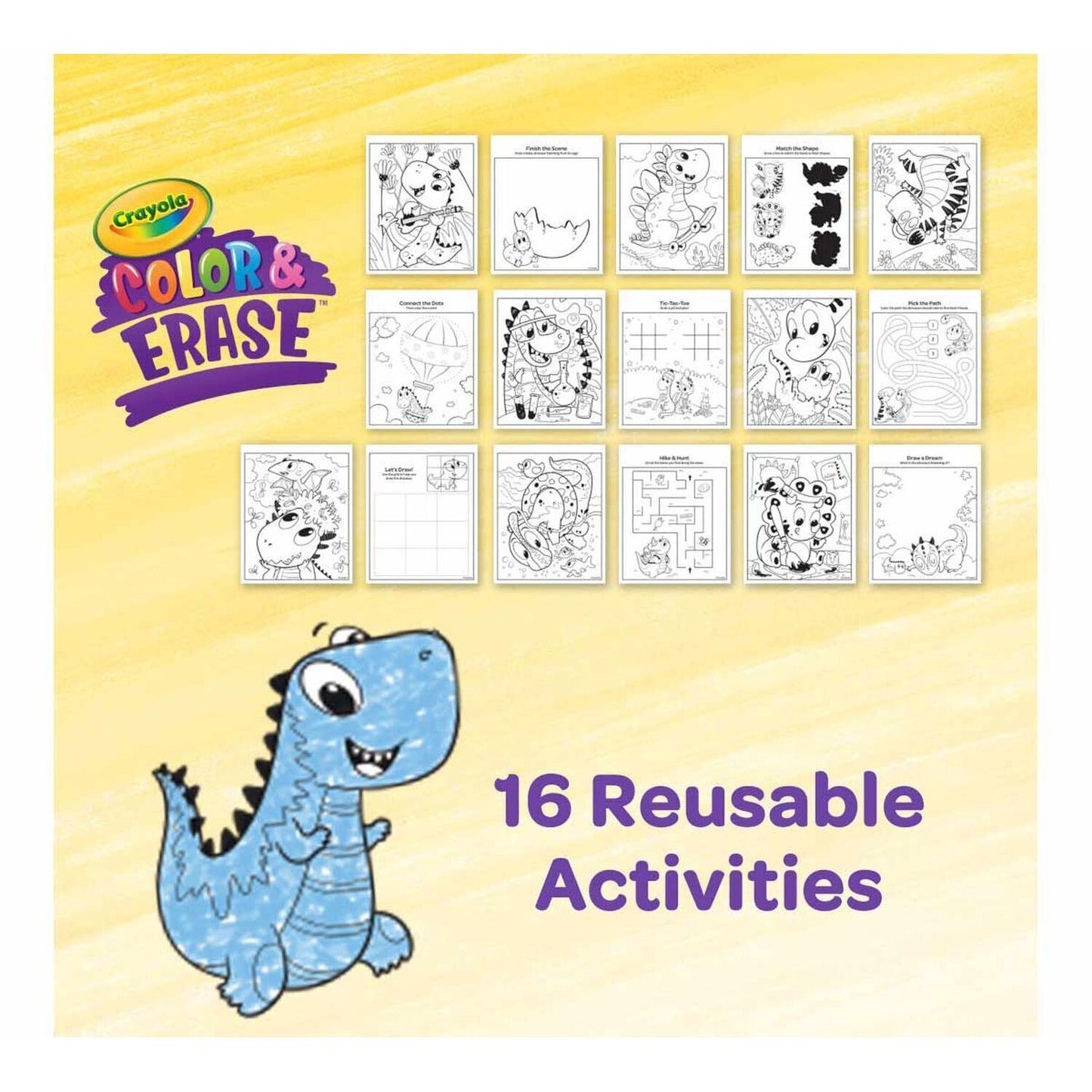 Crayola - Dinosaur Color & Erase Reusable Activity Pad With Markers