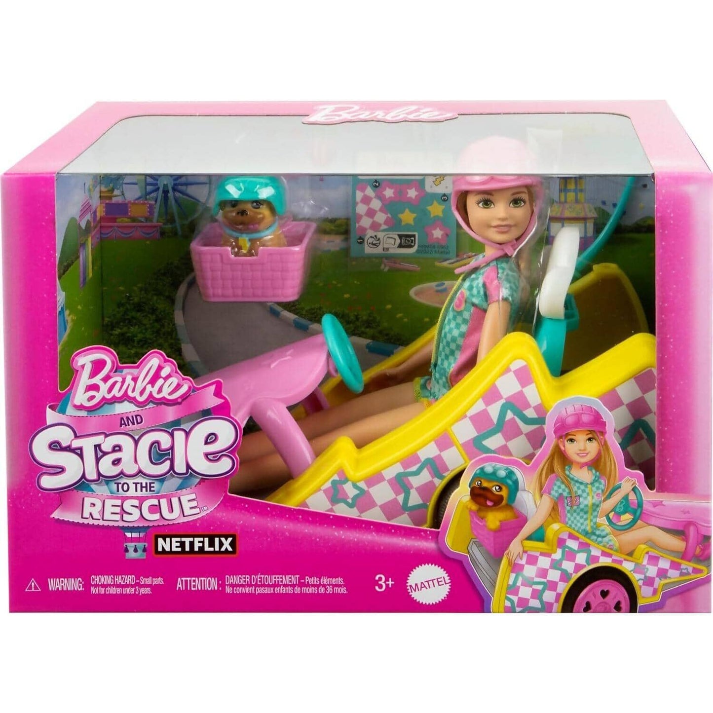 Barbie - Stacie Doll With Go Kart Car With Rolling Wheels Dog Accessories & Sticker Sheet 9-piece - Mattel