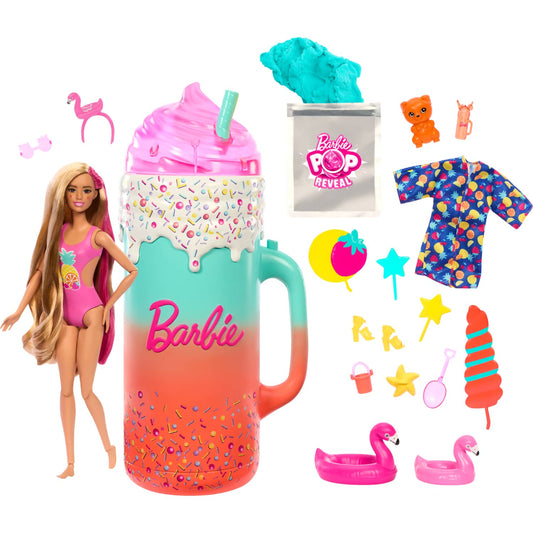 Barbie - Pop Reveal Rise & Surprise Gift Set With Scented Doll Squishy Scented Pet & More 15+ Surprises - Mattel