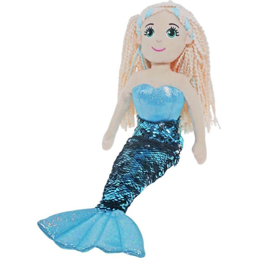 Cotton Candy - Mermaid Aquata 45cm Blue/Silver Flip Sequined Tail - Plush