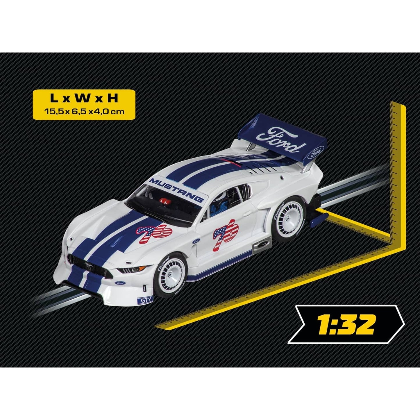 Carrera Evolution 1:32 - Ford Mustang GTY No.76 - Slot Car Also Suits Scalextric