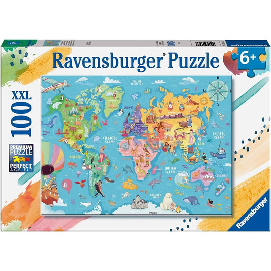 Ravensburger - Map Of The World Jigsaw Puzzle XXL 100 Pieces