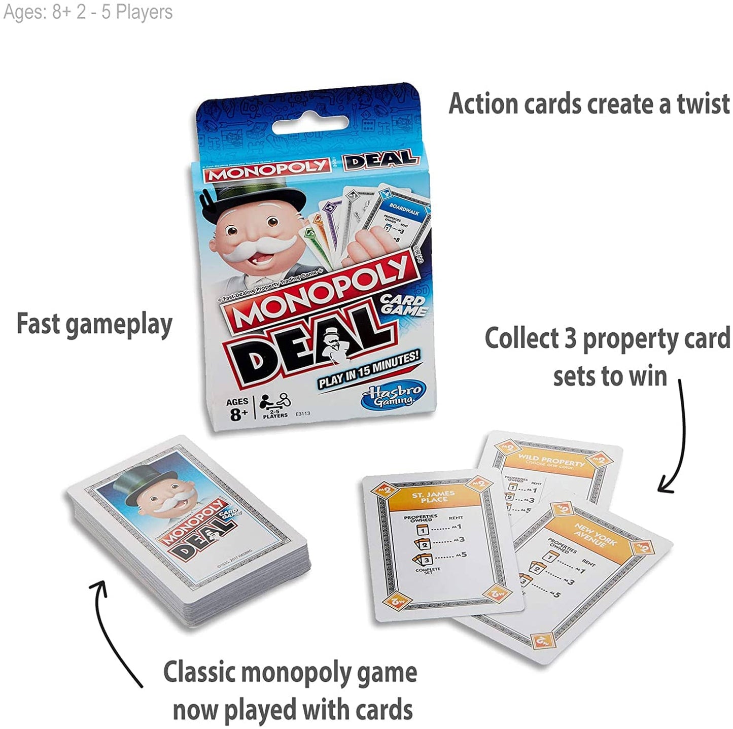 Monopoly -  Deal - Card Game - Play In 15 Minutes - Family Board Game Hasbro