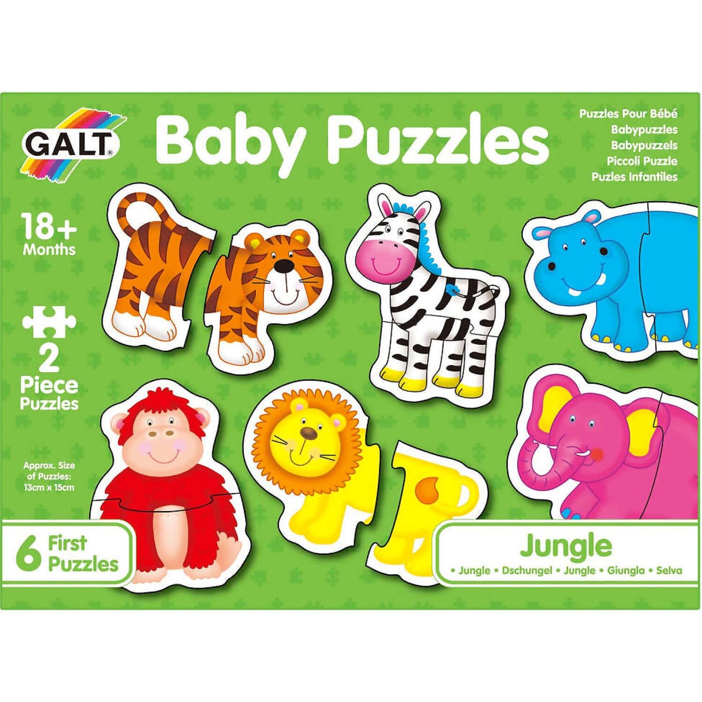 GALT - Jungle Baby Jigsaw Puzzle - 6 Different Puzzles - 2 Pieces Each