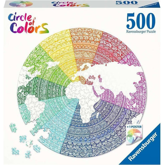 Ravensburger - Circle Of Colors Mandala Jigsaw Puzzle 500 Pieces