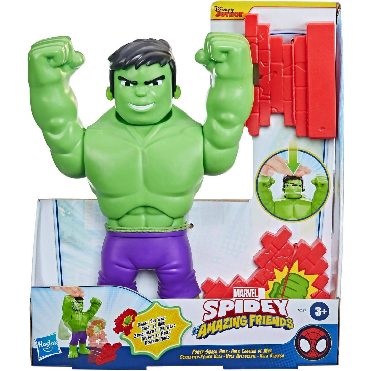 Marvel - Spidey And His Amazing Friends Power Smash Hulk Preschool Toy Face-changing 10-inch Hulk Action Figure Ages 3+