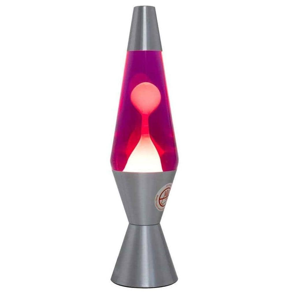 Landmark - Liquid Lava Lamp Retro Purple/white Wax Silver Base 37cm