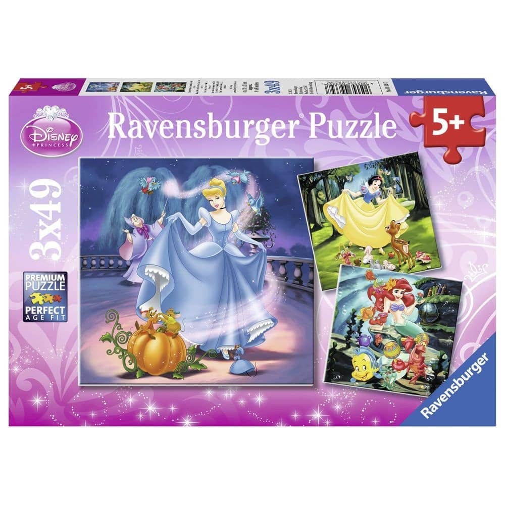 Ravensburger - Disney Princess Snow White Cinderella And Ariel 3x49 Piece Jigsaw Puzzle