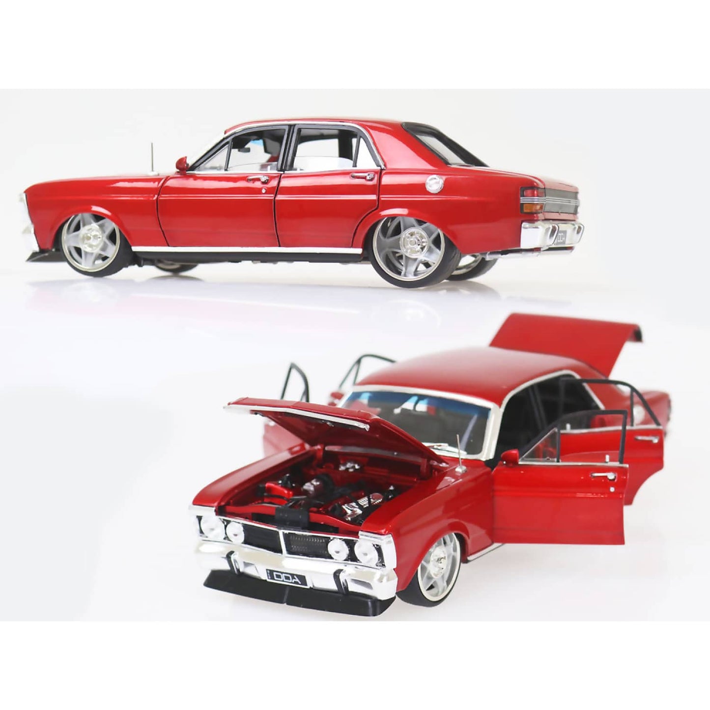 DDA Collectibles 1:24 Scale - Candy Red XY Ford Falcon Custom with Super Charged Barra Engine - Diecast Model