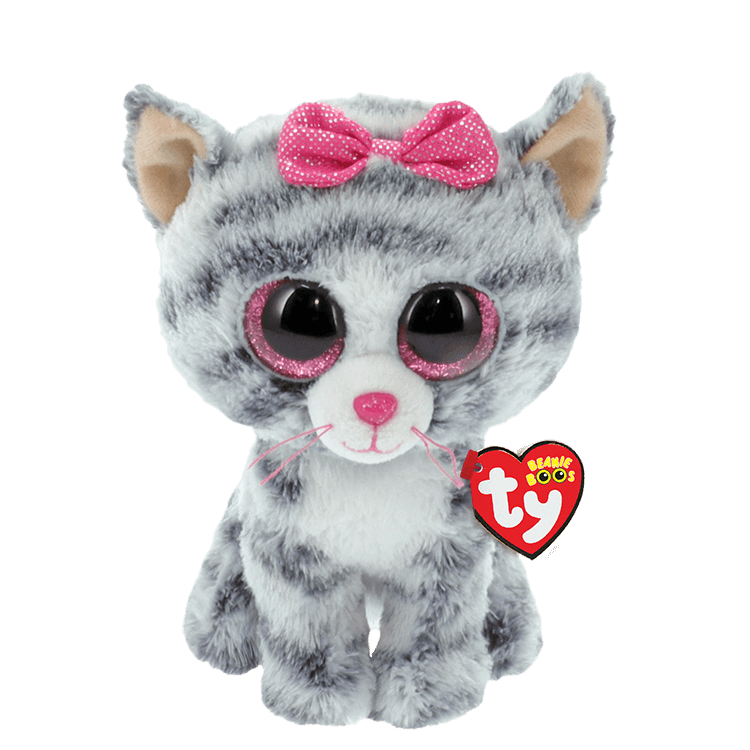 Ty -  Beanie Boos - Kiki - Grey Striped Cat 15cm Small