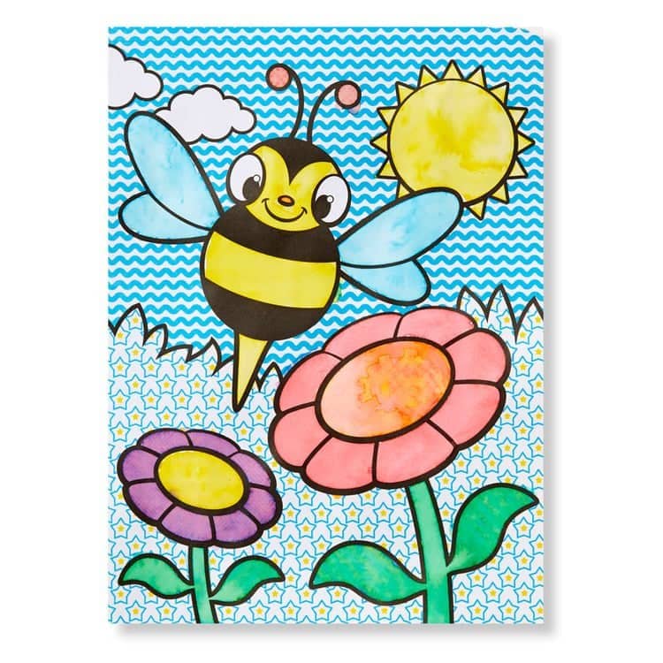 Melissa & Doug - My First Paint With Water Kids' Art Pad With Paintbrush - Cheerleaders Flowers Fairies And More
