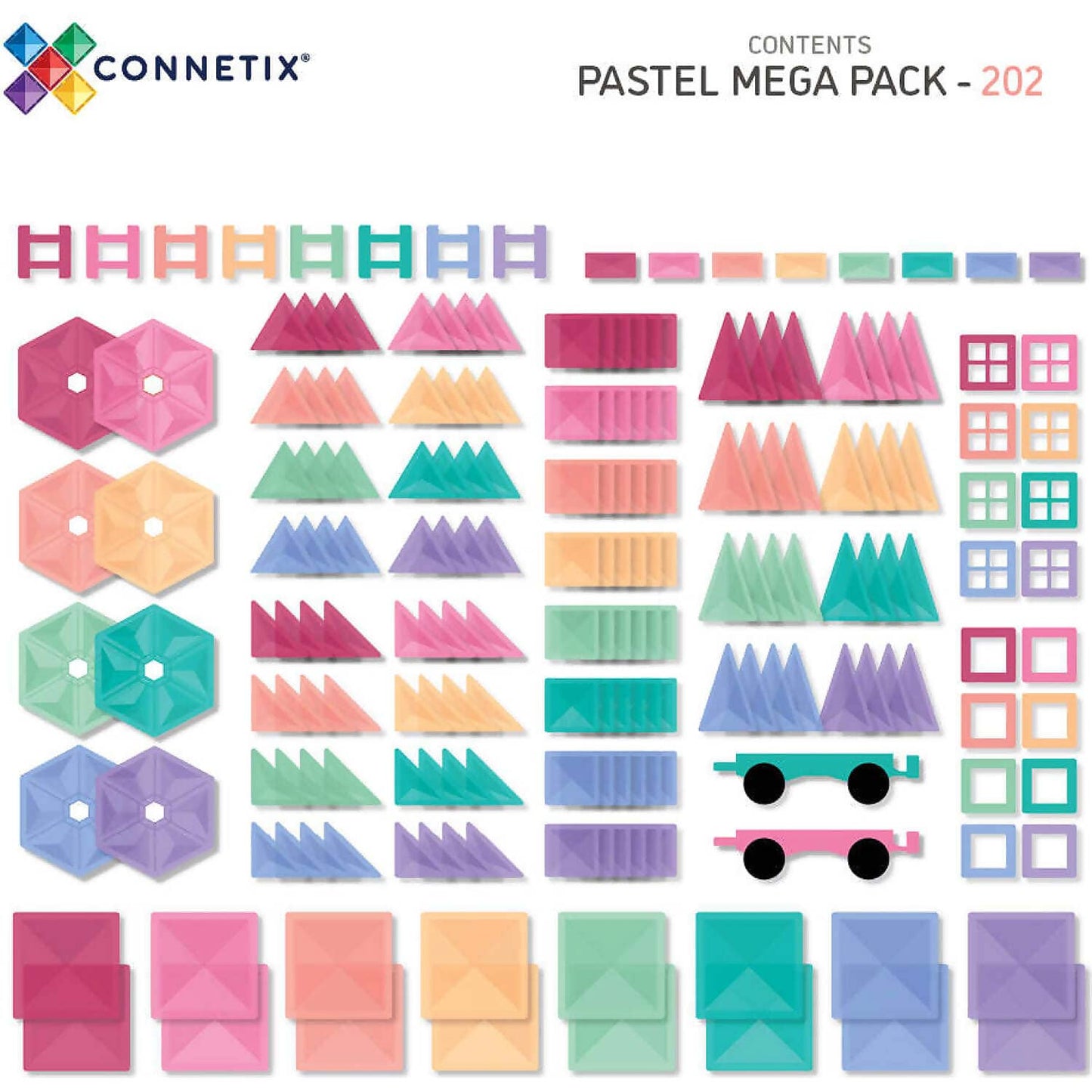 Connetix - Magnetic Tiles Pastel Mega Pack 202pc
