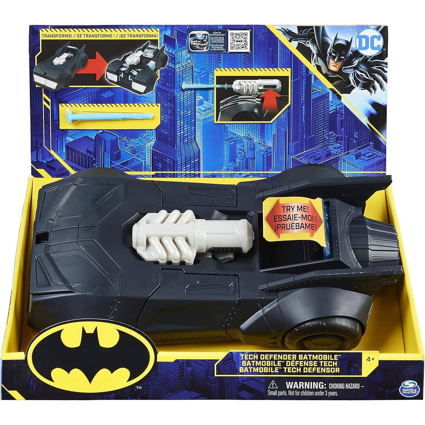 Dc Comics - Batman Tech Defender Batmobile Transforming Vehicle With Blaster Launcher