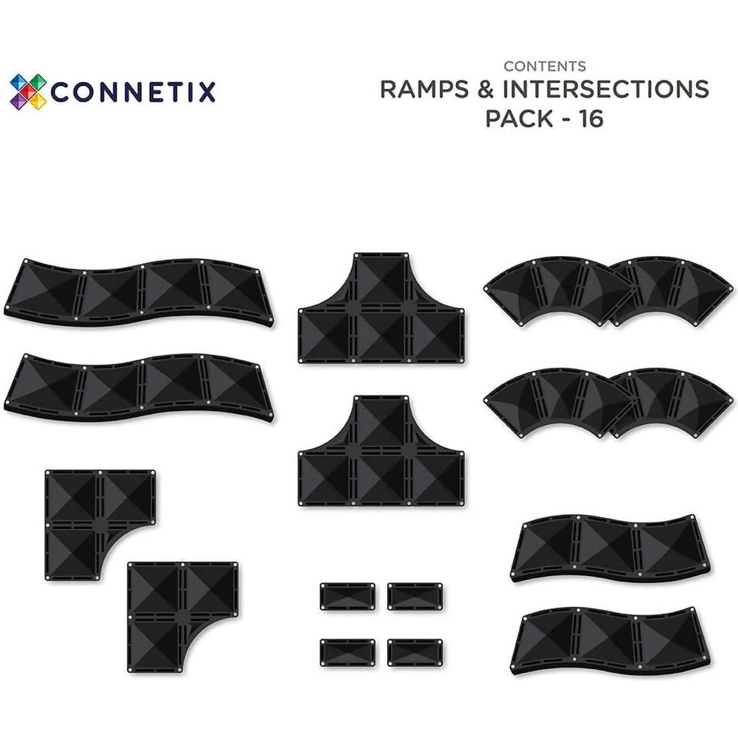 Connetix - Magnetic Tiles 16 Piece Ramps & Intersections Pack