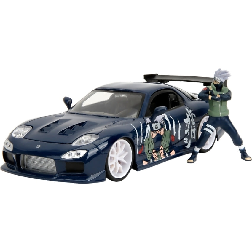 Jada Toys - 1993 Mazda RX-7 V2 with Naruto Shippuden Artwork & Kakashi Hatake Figure 1:24 Scale Diecast Vehicle & Figure Set