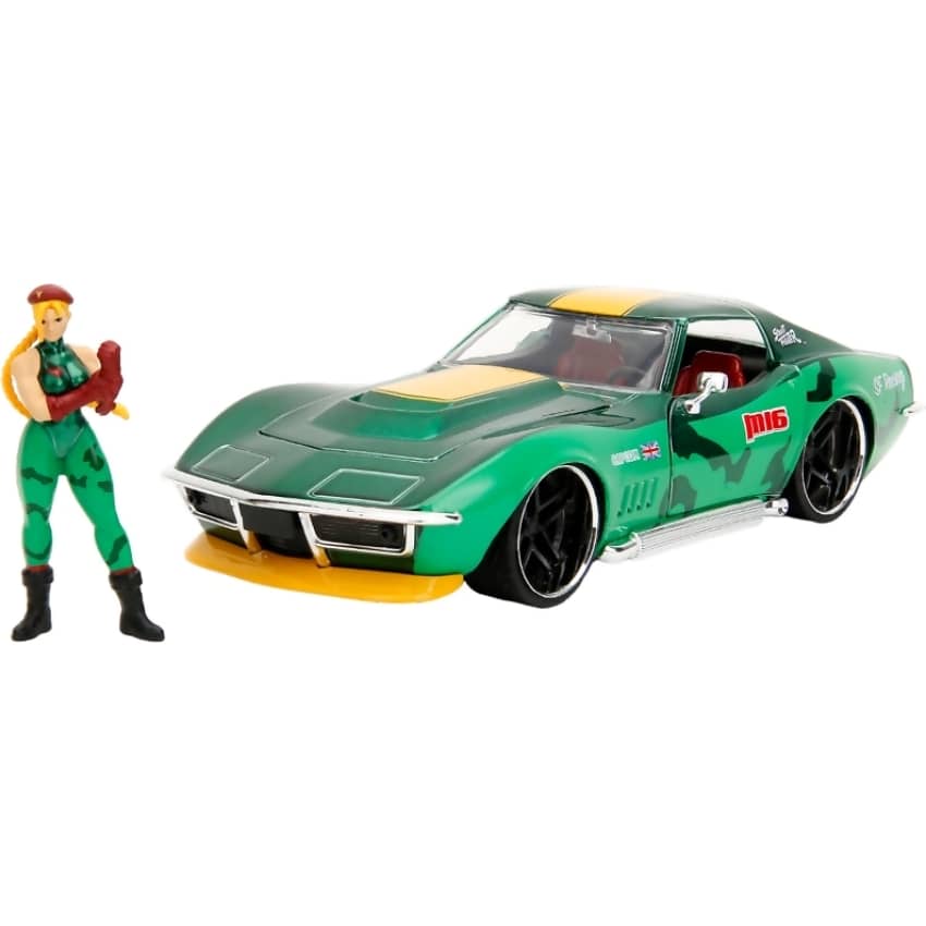 Jada Toys - Street Fighter1969 Chevrolet Corvette Stingray ZL1 with Cammy Figure 1:24 Scale Diecast Vehicle Figure Set
