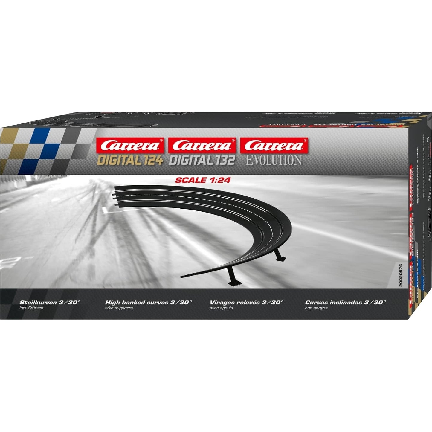 Carrera Digital 1:32 Accessories - High Banked Curve 3/30° (6) 6 x Track Pieces Includes Supports - Slot Car Track Accessories Also Suits 1:24 & Evolution