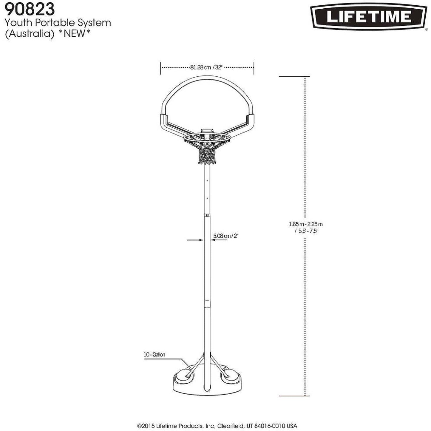 Lifetime - Youth Adjustable Basketball System 1.7-2.3 Metres