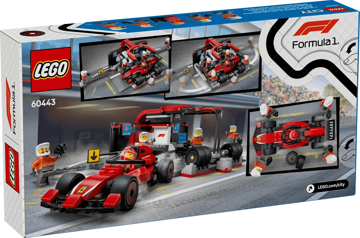 LEGO 60443 F1® Pit Stop & Pit Crew with Ferrari Car - City