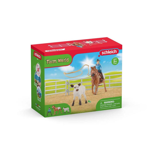 Schleich - Cowgirl Team Roping Fun Animal Playset