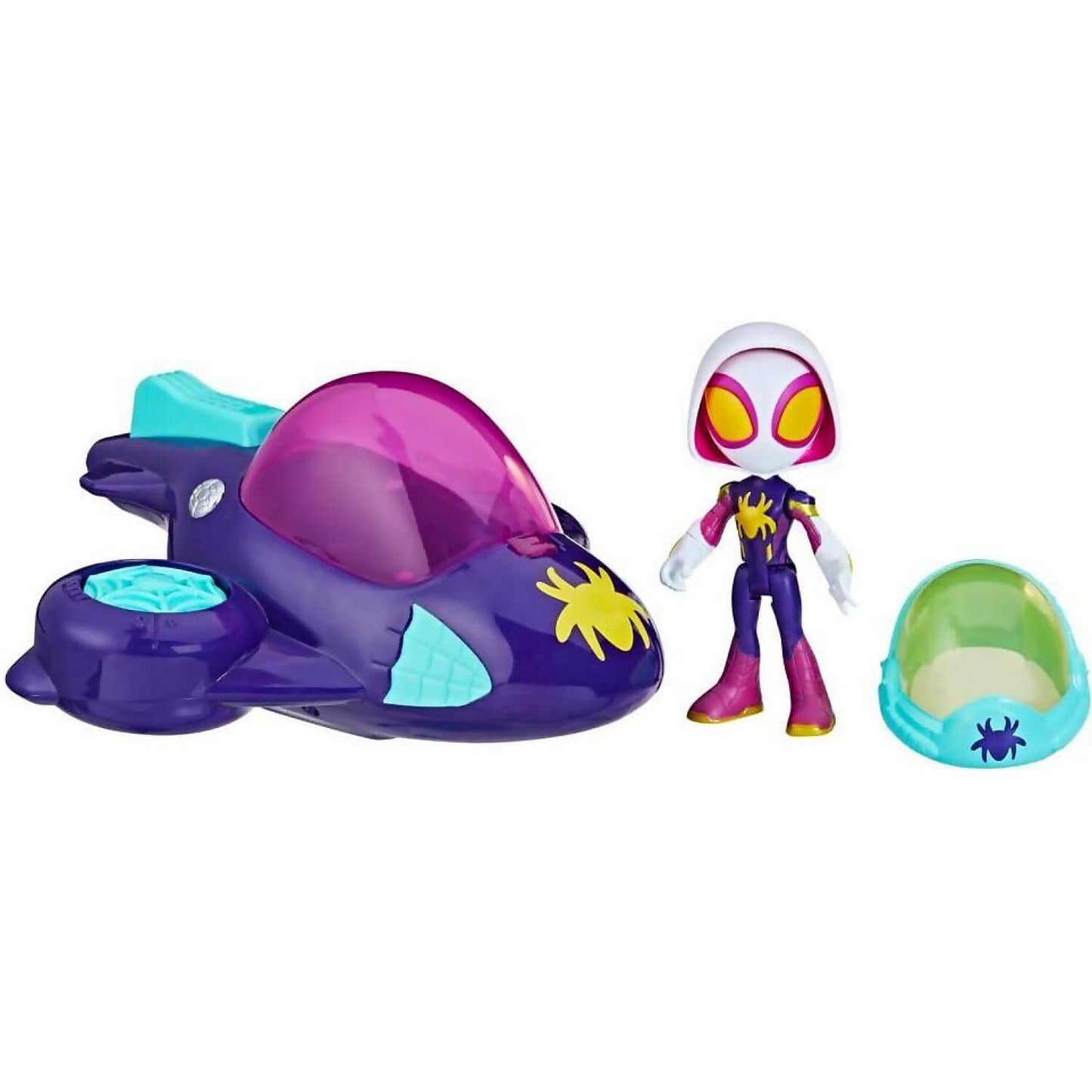 Marvel - Spidey And His Amazing Friends Web-spinners Ghost-spider With Glide Spinner Toy Car - Hasbro