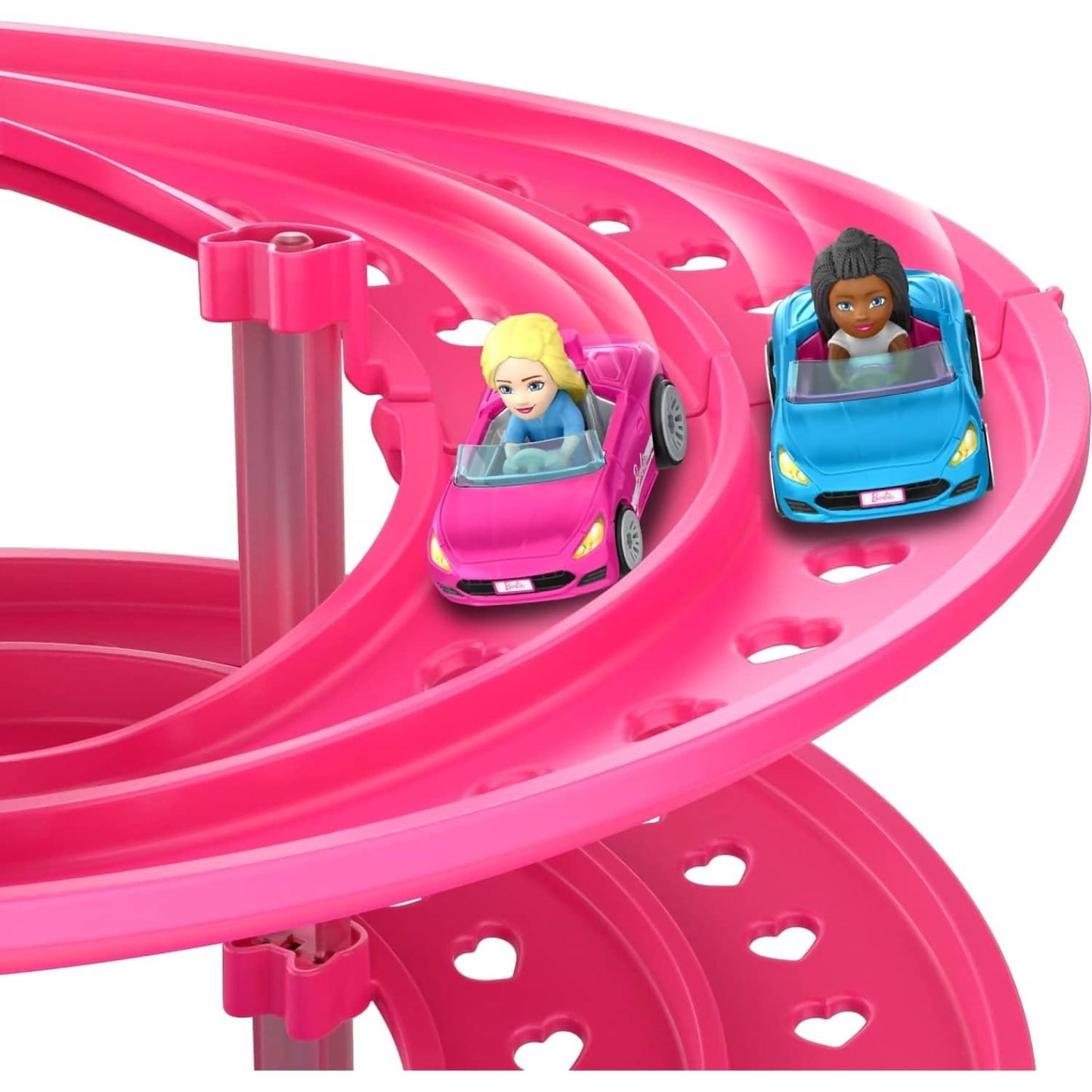 Hot Wheels - Racerverse Barbie Spiral Race Track Set With Barbie “malibu” & Barbie “brooklyn” Toy Cars