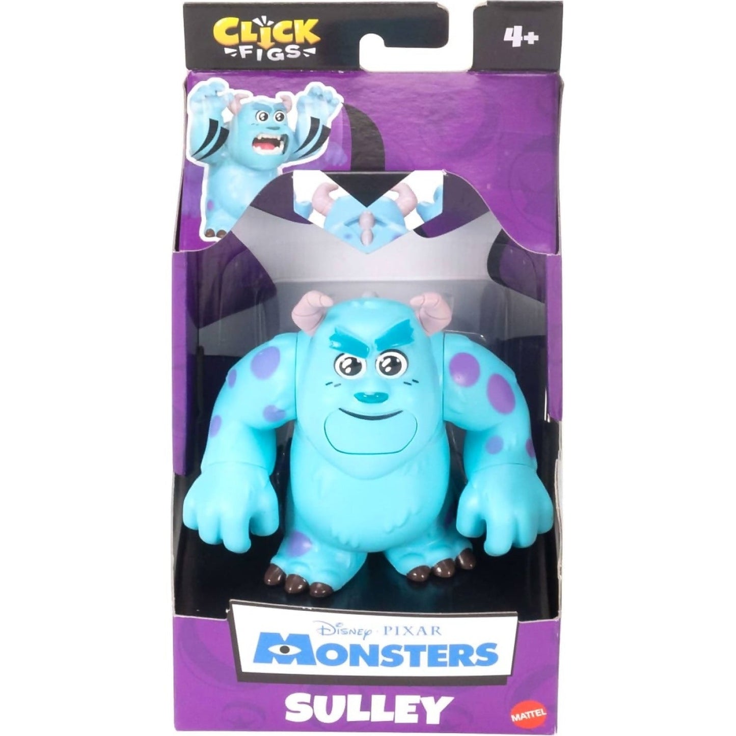 Disney Pixar- Click Figs Sulley Monsters Inc James P Sullivan Small Movie Toy With Pop Up Action Move