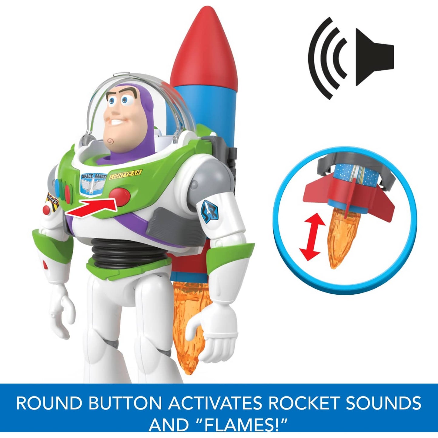 Disney Pixar - Toy Story Buzz Lightyear 10-inch Action Figure Toy With Rocket & Sounds - Mattel