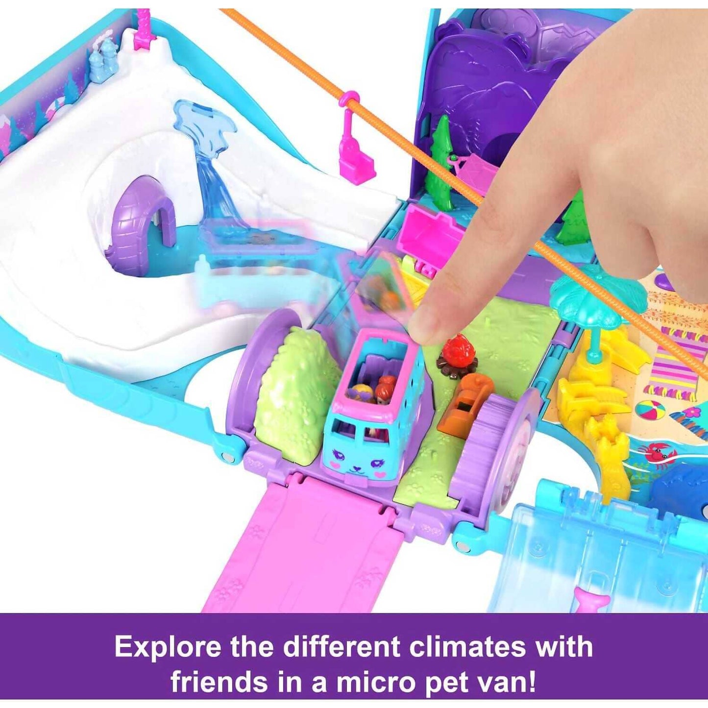 Polly Pocket - Pet Mobile Adventure Playset With Micro Dolls & Transforming Camper Van - Mattel
