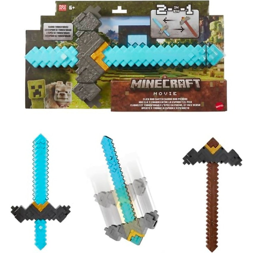 Minecraft Movie - Click And Switch Sword And Pickaxe Role-play 2-in-1