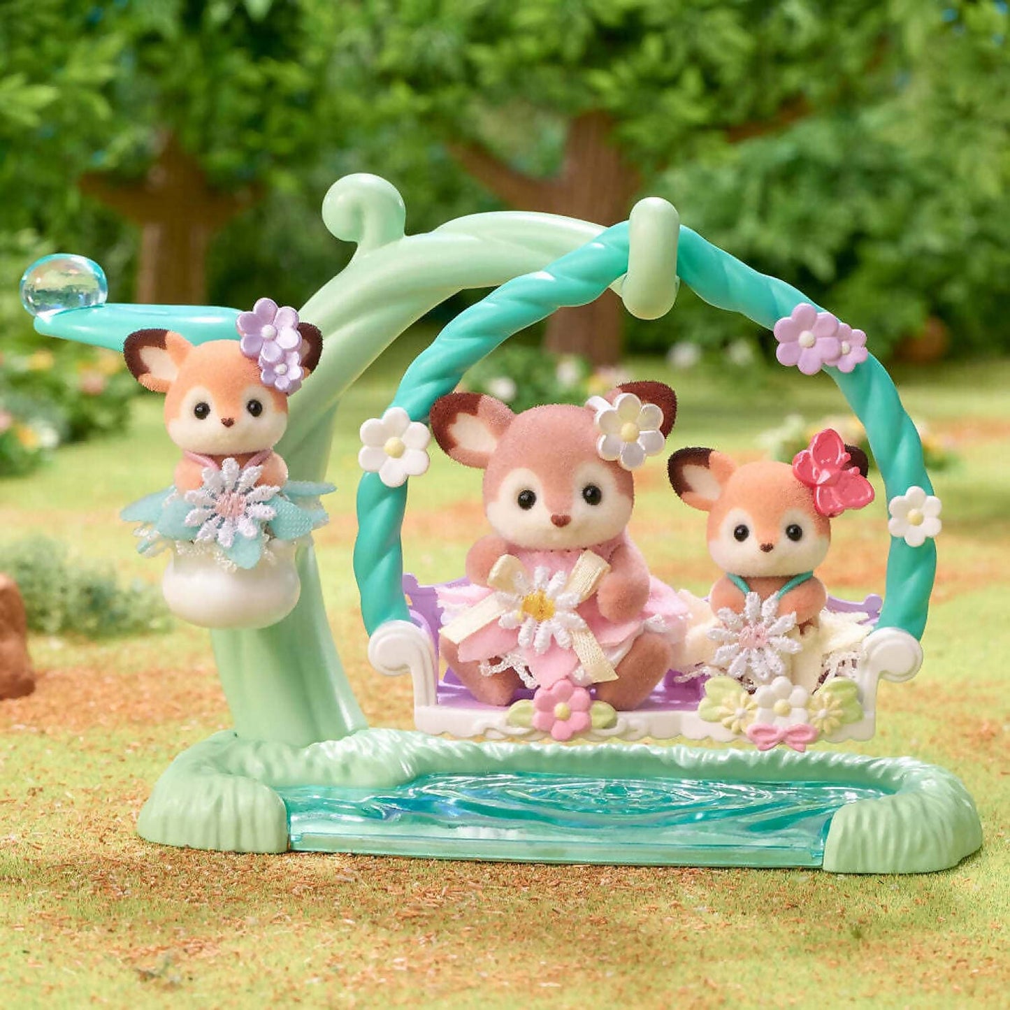Sylvanian Families - Deer Babies Floral Swing Set Animal Doll Playset