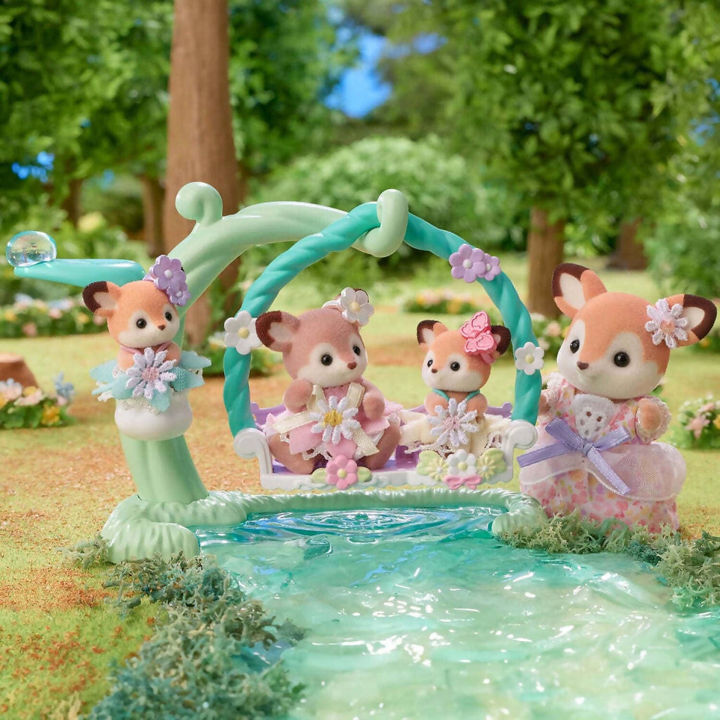 Sylvanian Families - Deer Babies Floral Swing Set Animal Doll Playset