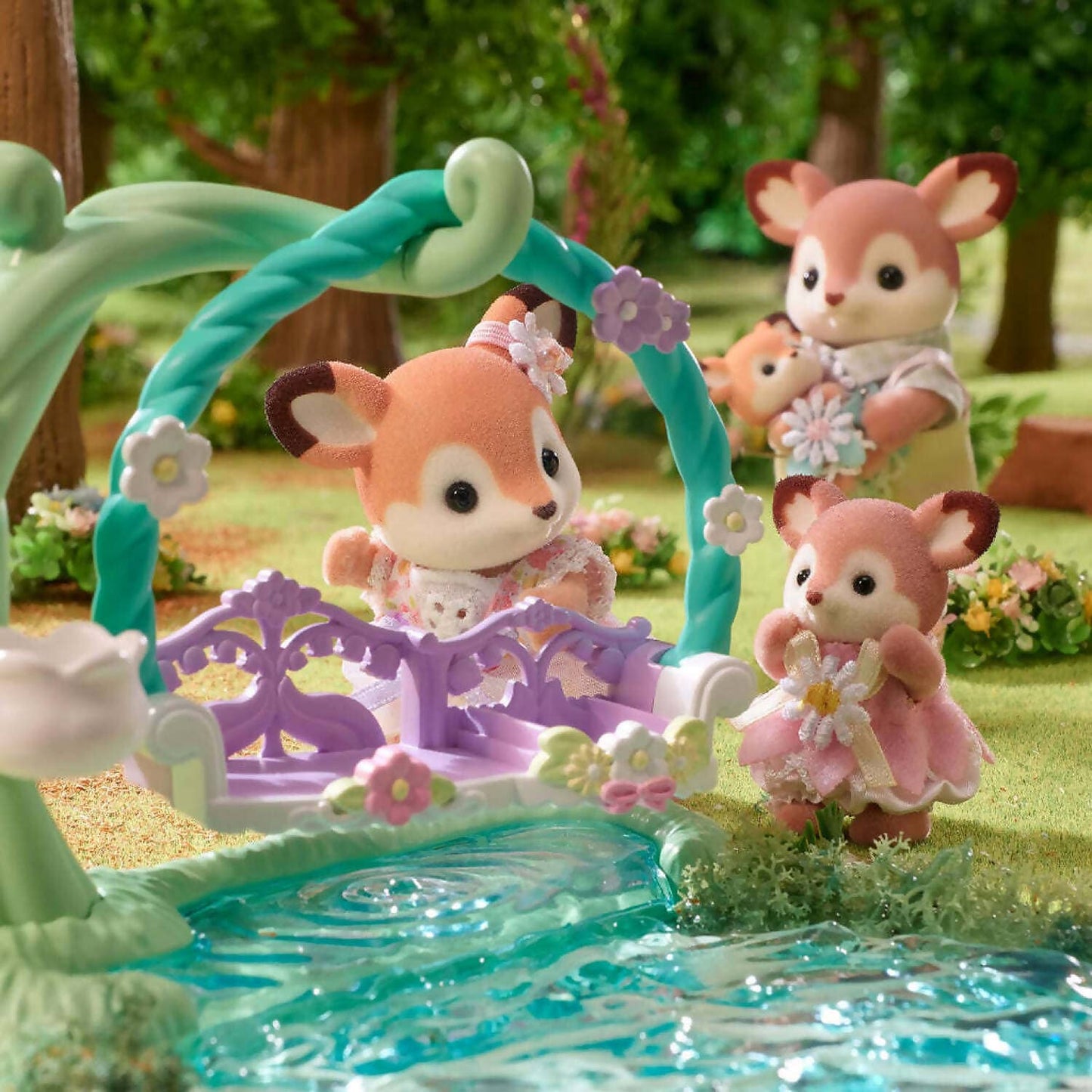 Sylvanian Families - Deer Babies Floral Swing Set Animal Doll Playset