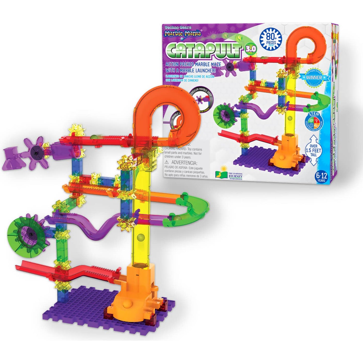 The Learning Journey - Techno Gears Marble Mania Catapult 3.0 STEM Construction Set (80+ Pieces)