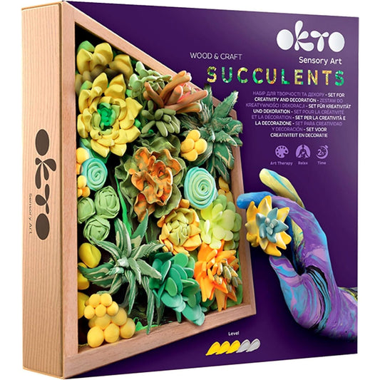 OKTO Sensory Art - Wood & Craft DIY 3D Succulents Energy 21cm x 21cm